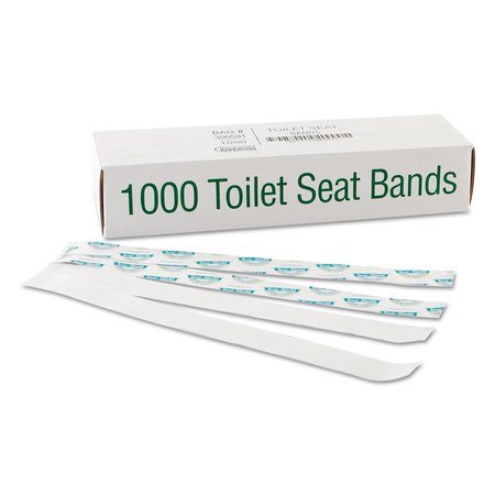 BAGCRAFT Sani/Shield Printed Toilet Seat Band, Paper, Blu/Wht, 16"x1.5", PK1000 BGC 300591